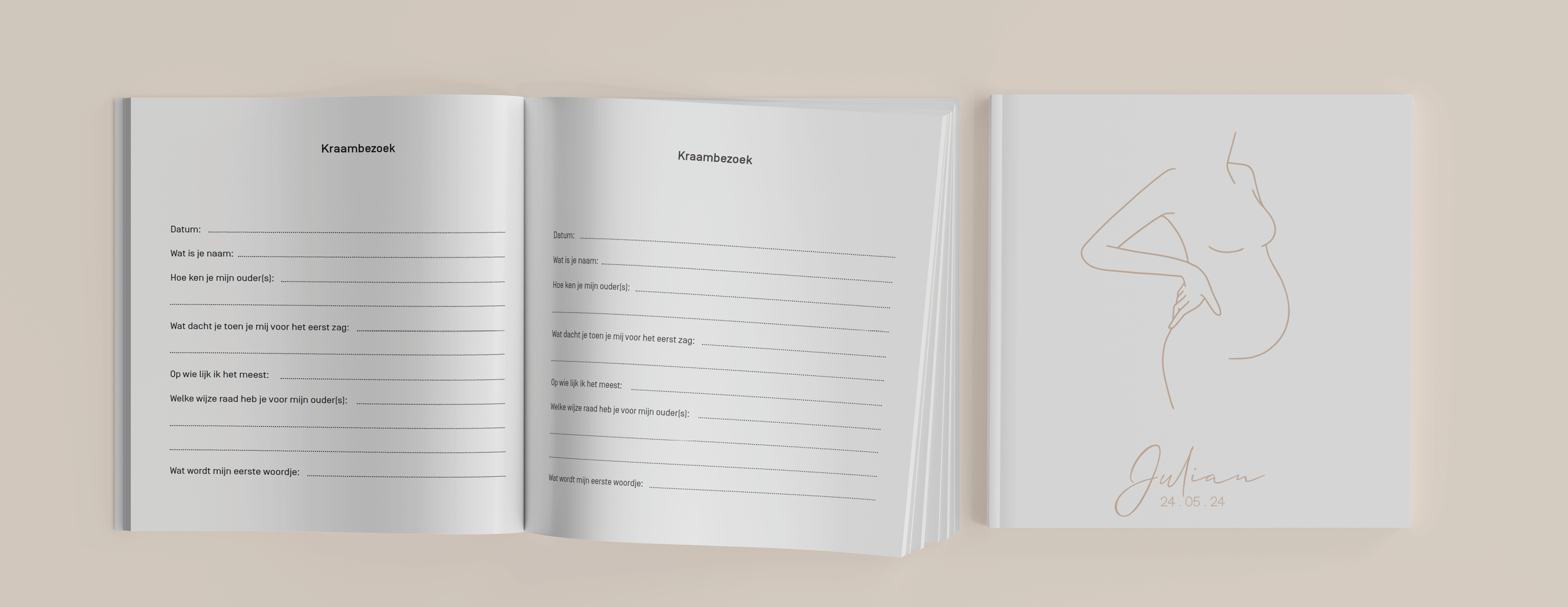 Ontwerp zelf het kraambezoekboek! De omslag van het kraambezoekboek pas je helemaal zelf naar wens aan in de editor