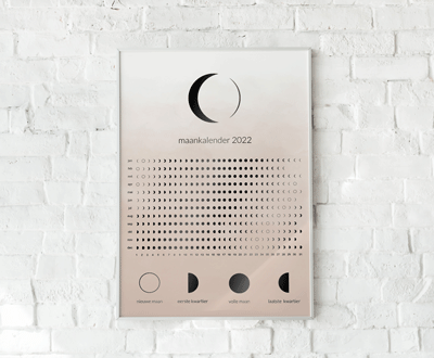 Maanstand kalender 2022 ontworpen door Lab 1823 designstudio